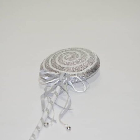 12" Lolliepop Silver with White Swirl