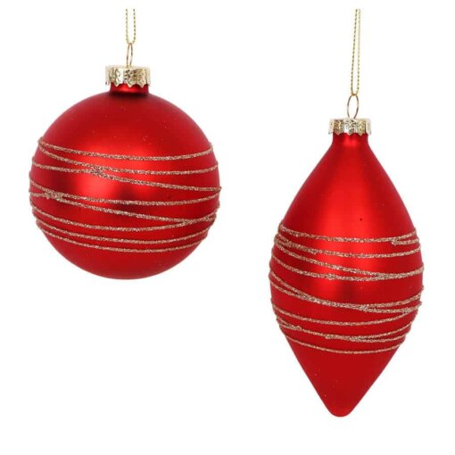 Glass Glitter Bauble Red