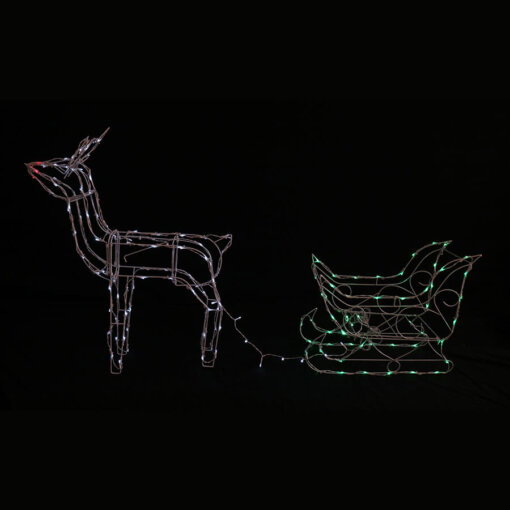 Solar LED Sleigh w/Reindeer