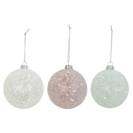 Icy Bead Glass Bauble 80mm
