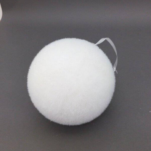 14cm White Fluffy Bauble