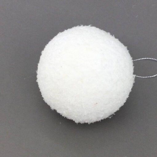 9cm White Fluffy Bauble