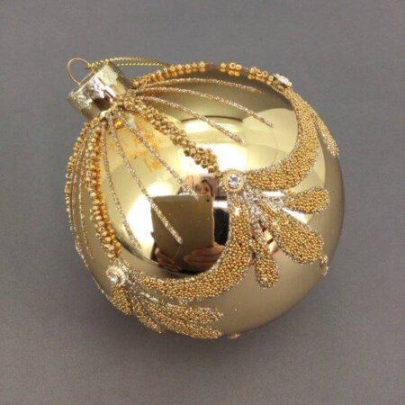 Glass Gold Bauble with Swag