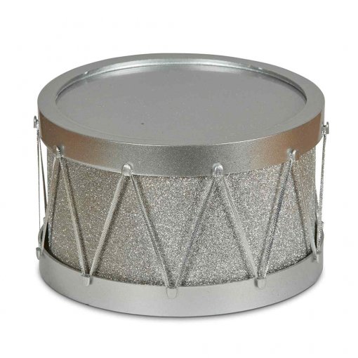 21cmW Silver Drum