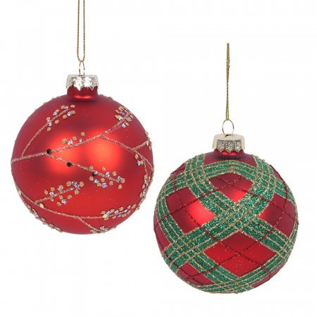 8cm Red Glass Baubles