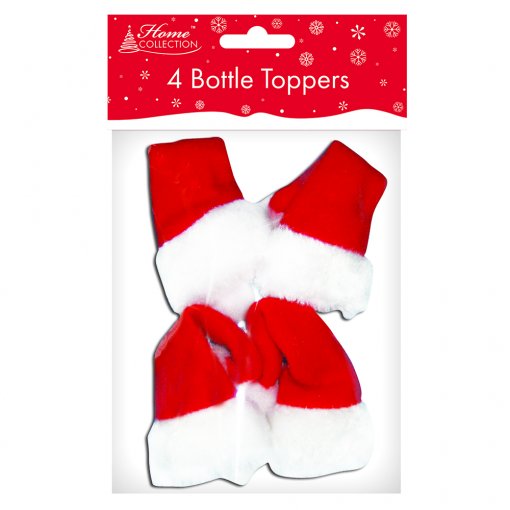 Pk 4 Santa Hat Bottle Top Covers