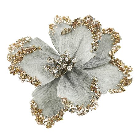 Velvet Flower Clip Grey Small