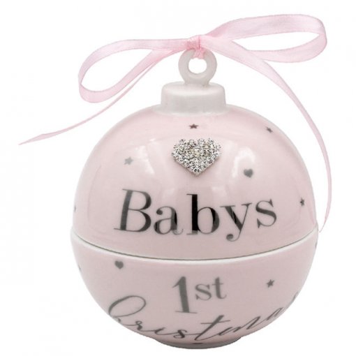 Babys 1st Christmas Trinket Box Pink