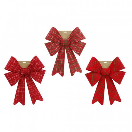 Red Flocked Check Bow XL