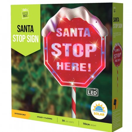Solar Santa Stop Here Sign Multi
