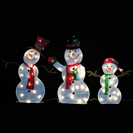 LED Mesh Tinsel Flat Snowman Family