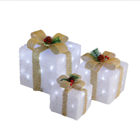 LED Acrylic Gift Box Set - Champagne Ribbon