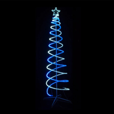 2.1M LED Double Spiral Tree - White & Blue