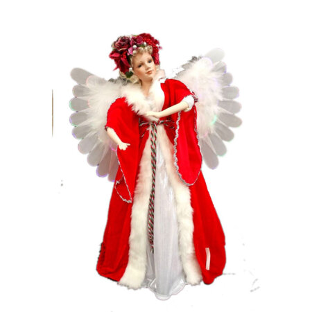 Fibre Optic Angel Large Red/White