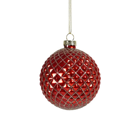 GLASS BALL QUILTED RED